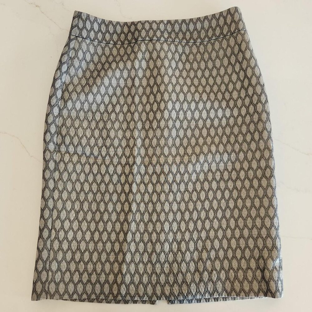 J Crew Wool Silk Sz 6 Metallic Brocade Pencil Skirt Academia Work Office Siren